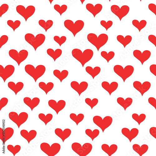 Seamless pattern with hearts. Template holiday vector illustration. Design for card, postcard, poster, print, banner. Cartoon colorful hearts on color background.