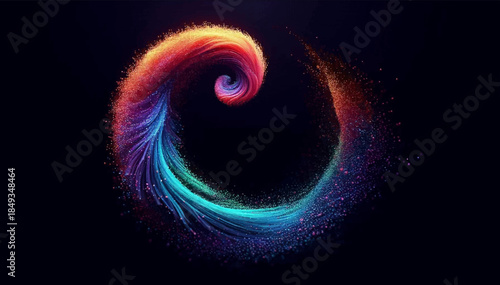 A plume of particles. A smooth tail line of small particles that changes color and density along its length is ideal for marking the movement of objects and the intro logo. Vector. EPS_03.