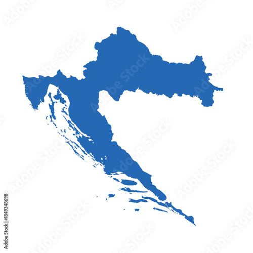 Map of Croatia, sign silhouette. World Map Globe. Vector Illustration isolated on white background. Europe continent.