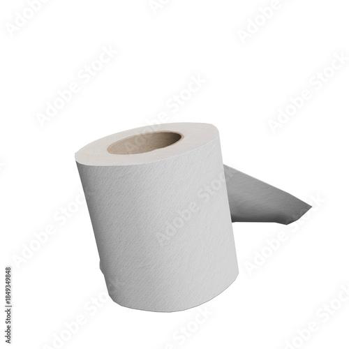 3D Render Single Toilet Paper Roll on White background