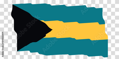 Waving Flag of Bahamas. National symbol in official colors. Template icon. Abstract vector background. Fluttering effect.