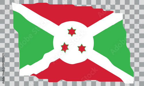 Waving Flag of Burundi. National symbol in official colors. Template icon. Abstract vector background. Fluttering effect.