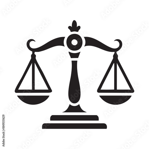 Justice Balance Icon, Law and Legal Symbol, Silhouette Style, Balance, Equality, Court, Judgment Vector