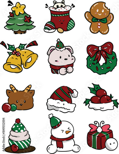 Icon Set Christmas Santa 