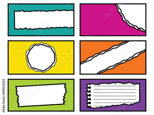 Colorful Torn Paper Frames and Ripped Edges Collection.