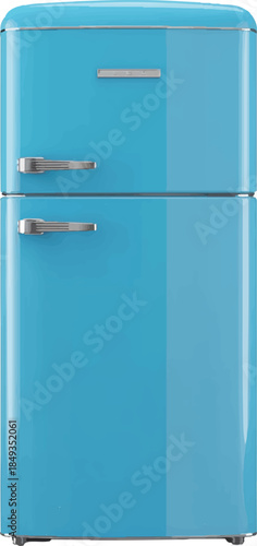 blue refrigerator isolated