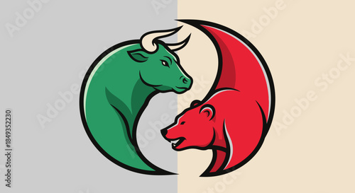 Bull and Bear Facing Each Other.