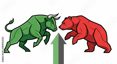 Bull and Bear Facing Each Other.