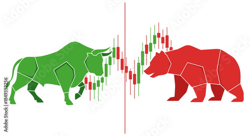 Bull and Bear Market Financial Symbols.