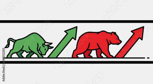 Bull and Bear Market Trend Illustration.