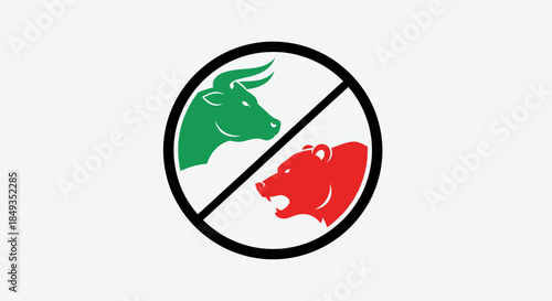 Bull and Bear Symbol Prohibited Sign.