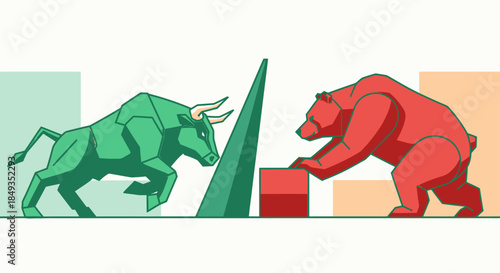 Geometric Bull and Bear Fighting.