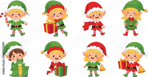 Cute Isometric Christmas Scene with Decorated Tree, Presents, Reindeer Dogs, and Cats Wearing Santa Hats, Festive Winter Holiday Celebration and Animal Friends Vector.