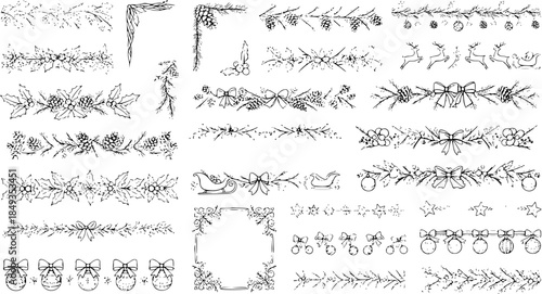 Hand-Drawn Christmas Borders and Dividers Collection