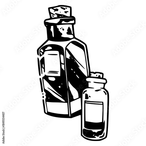 monochromatic drugstore bottles with labels