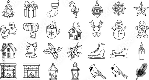 Christmas Icons Collection: Hand-Drawn Winter Holiday Elements