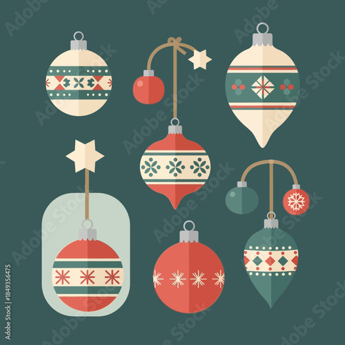 Stylish Christmas Ornaments with Festive Patterns and Colors for Holiday Decor