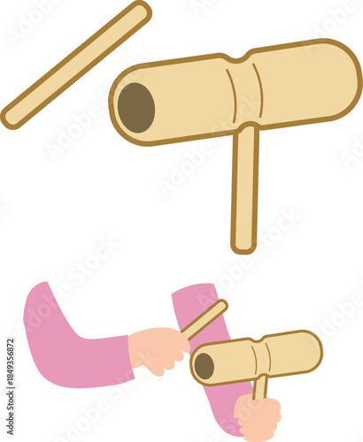 打楽器、ウッドブロックのベクターイラスト