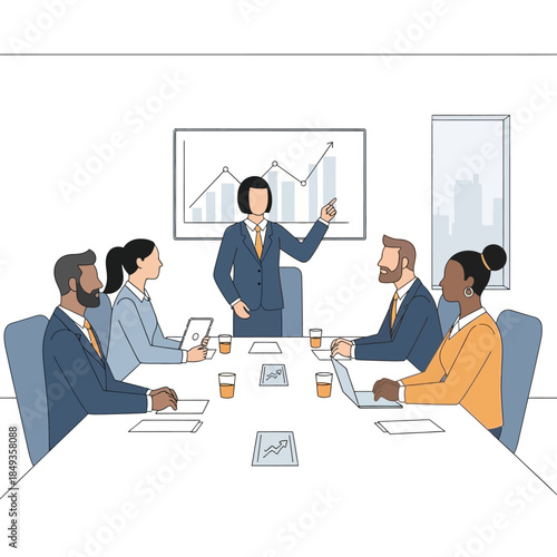 Diverse Business Team Collaborating in a Professional Meeting Setting.