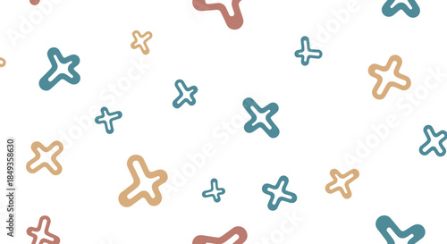 Abstract seamless background with scattered colorful organic shapes