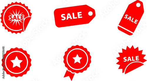 Sale sticker vector icon set. price tag illustration sign collection. quality mark symbol. starburst logo.
