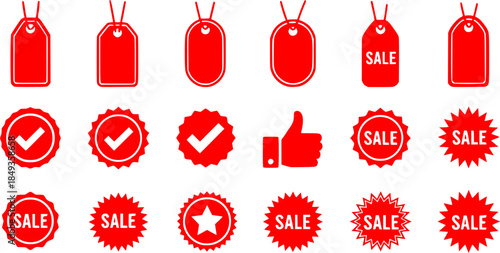 Sale sticker vector icon set. price tag illustration sign collection. quality mark symbol. starburst logo.
