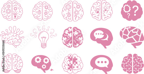 Brain icon vector set. Think illustration sign collection. Creative thinking symbol. Thoughts logo.
