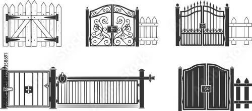 Gate icon vector set. Wicket illustration sign collection. Fence symbol or logo.
