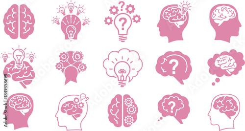 Brain icon vector set. Think illustration sign collection. Creative thinking symbol. Thoughts logo.
