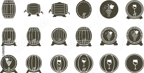 Barrel icon vector set. Wine illustration sign collection. Wine barrel symbol or logo.
