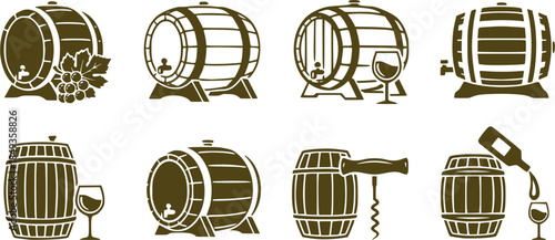 Barrel icon vector set. Wine illustration sign collection. Wine barrel symbol or logo.
