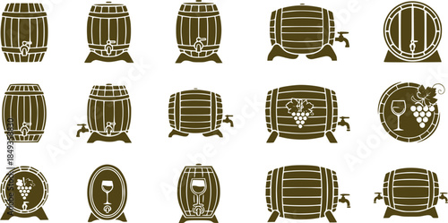 Barrel icon vector set. Wine illustration sign collection. Wine barrel symbol or logo.
