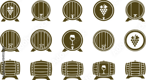 Barrel icon vector set. Wine illustration sign collection. Wine barrel symbol or logo.
