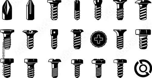 Self-tapping screw icon vector set. Screw illustration sign collection. Bolt symbol or logo.
