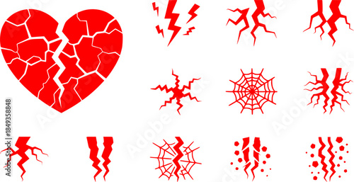 Cracks icon vector set. Dry heartquake illustration sign collection. Fissure symbol. Fracture logo. rift mark.
