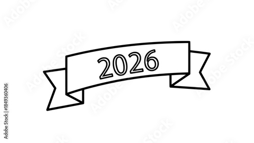 Happy New Year 2026 banner and ribbon with text for celebrations