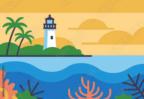 Dramatic Volcano Eruption Illustration of Hawaii Volcanoes National Park in Bold Colors