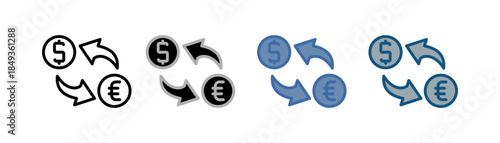 
exchange icon set multiple style collection with currency design and up down arrows