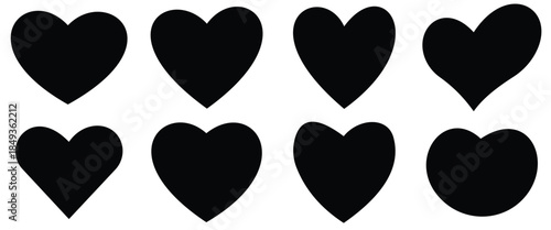 Red Heart Icons Set – Vector Collection of Love Symbols and Valentine Heart Shapes for Web and Design 