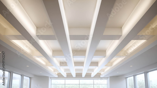 Elegant Architectural Design of a Modern Ceiling Showcase with Symmetrical Lines and Soft Lighting for Contemporary Interiors