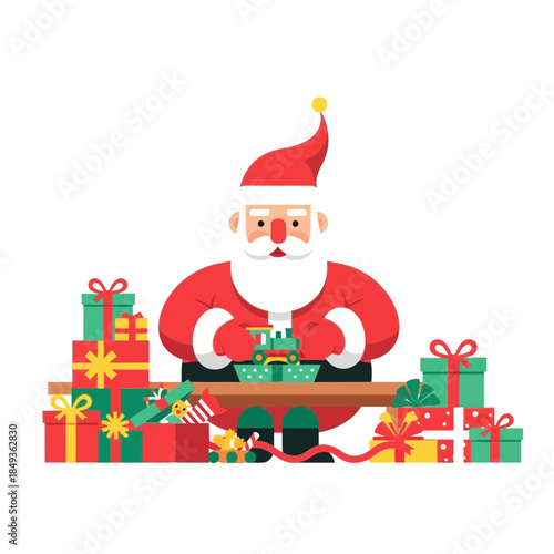 Festive Santa Claus with Christmas Gifts and Decorations for Celebration