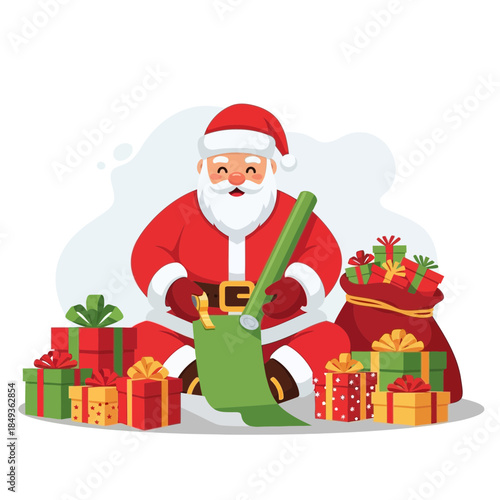 Festive Santa Claus with Gifts and Christmas Decorations for Holiday Celebrations