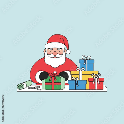 Festive Santa Claus with Gifts and Decorations for Holiday Celebrations