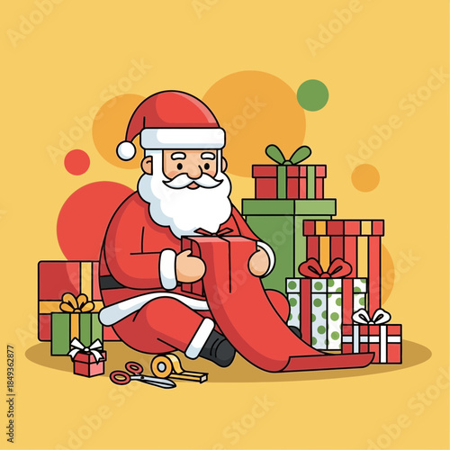Festive Santa Claus with Presents and Gifts Celebrating Christmas Holiday Season