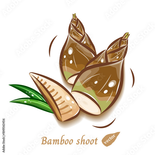 ポップなタケノコの可愛いイラスト｜新鮮野菜のベクター素材