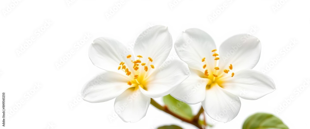 Fototapeta premium Delicate white orange blossom isolated on pure white background, orange tree, fruit blossom