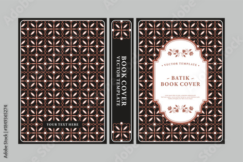Elegant Batik Inspired Book Cover Template with Traditional Motifs