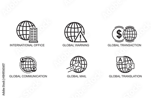 set of global business icon