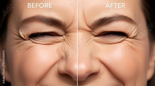 Facial aging comparison before and after treatment