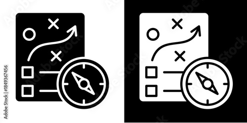 Strategy Compass Icon Set White Style Collection